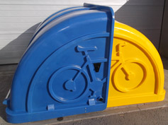 Blue & Yellow Bicycle Shed